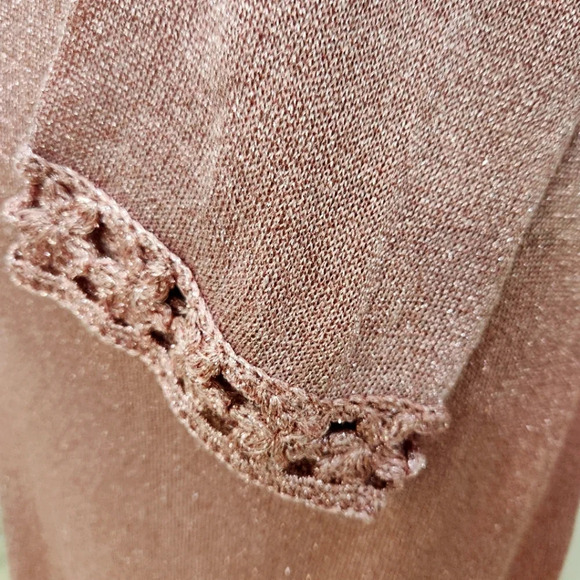 VINTAGE 70s Shayne METALLIC ROSE GLITTER Maxi Dress ,Long Sleeve,Women's Small - Picture 8 of 9